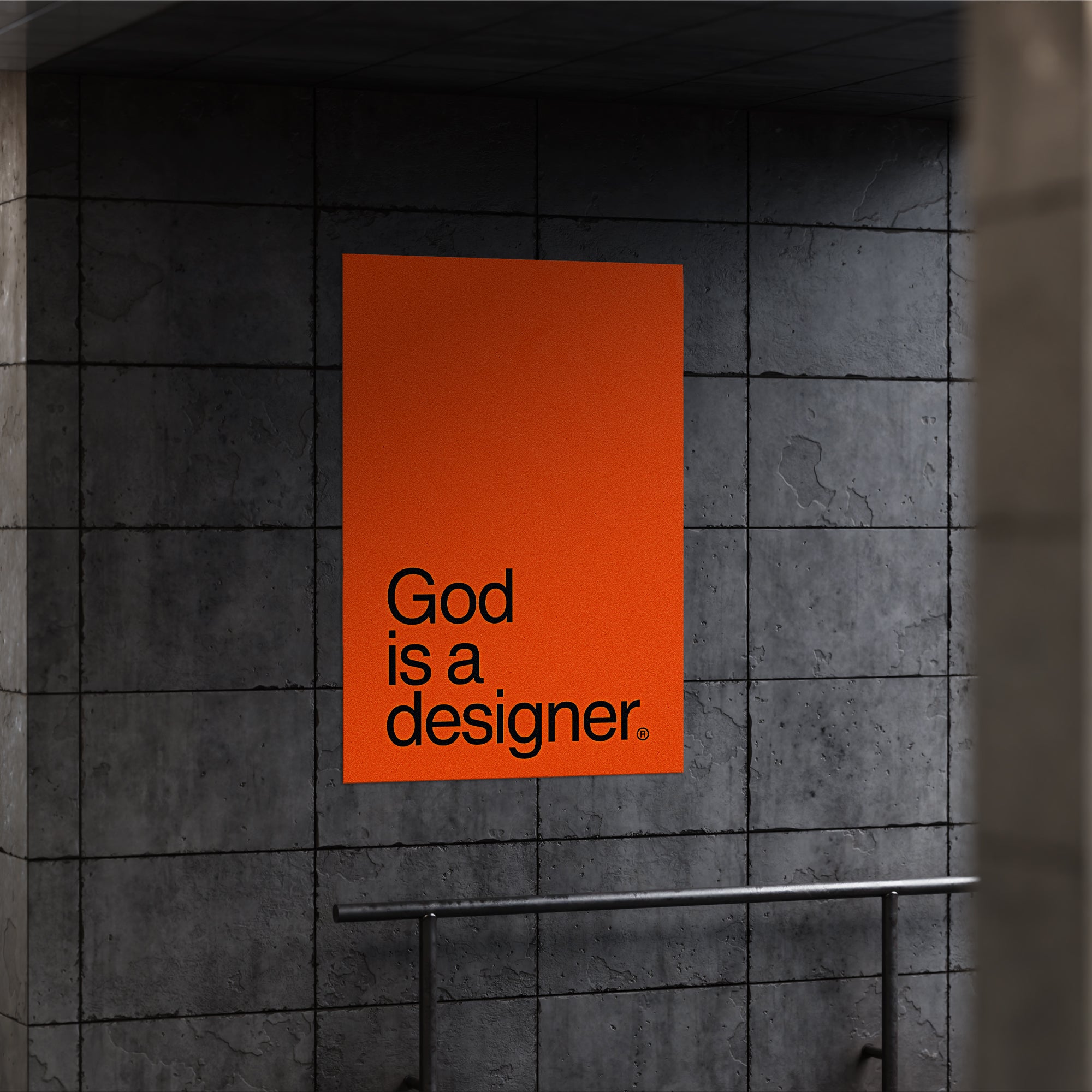 God is a designer® Phrasemark Giclee Poster Print [Orange]